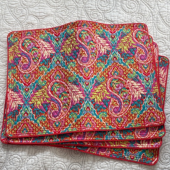 Vera Bradley Other - Set of 4 Vera Bradley Pink Swirls Paisley Quilted Placemats